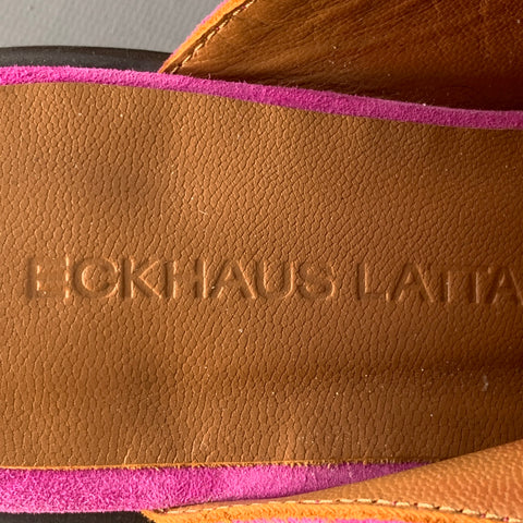ECKHAUS LATTA Size 9 Pink Fuchsia Suede Mules Flats
