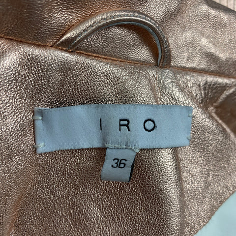 IRO Size XS Gold Leather Metallic Biker Jacket