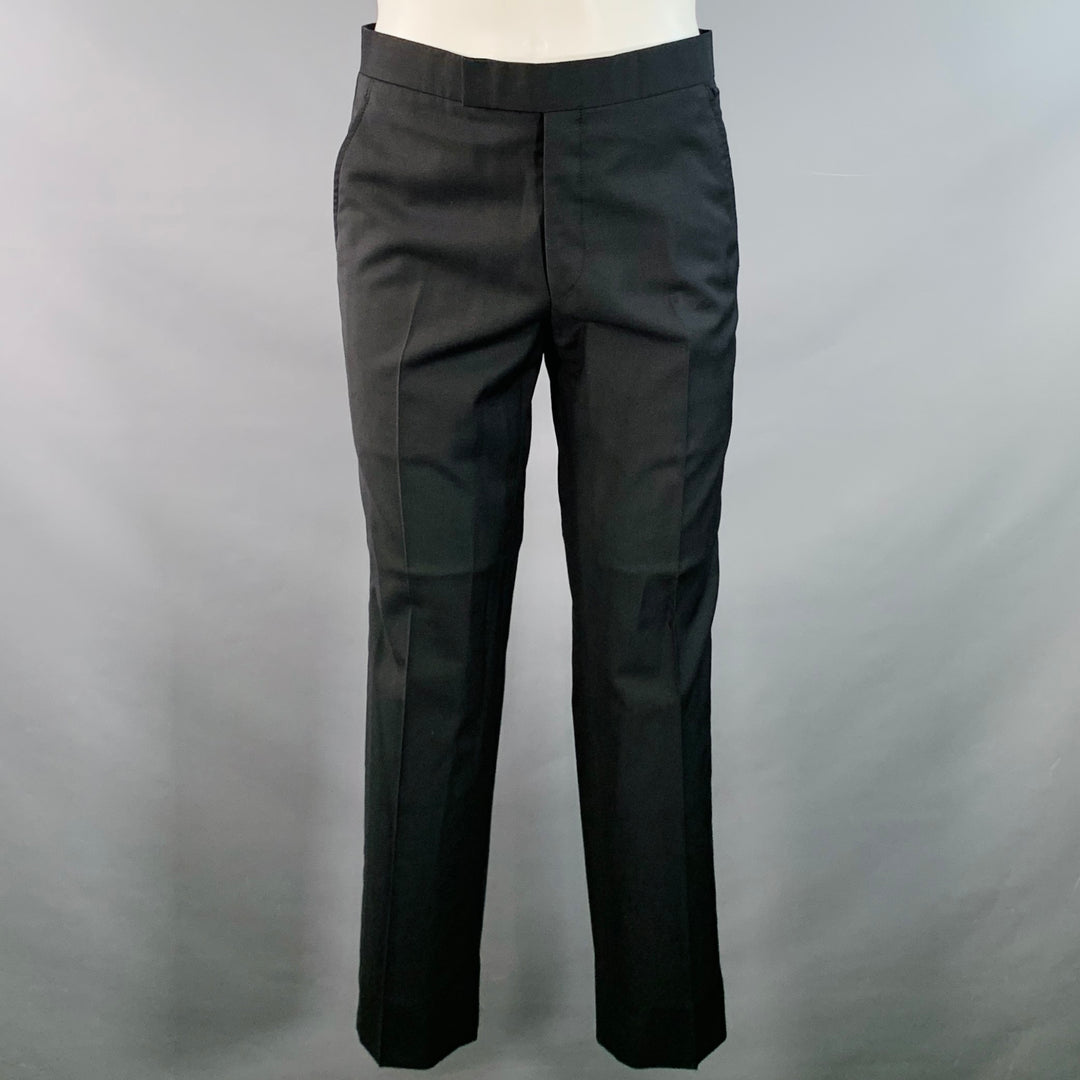 BAND OF OUTSIDERS Size 38 Regular Black Wool Mohair Contrast Stitch Notch Lapel Suit