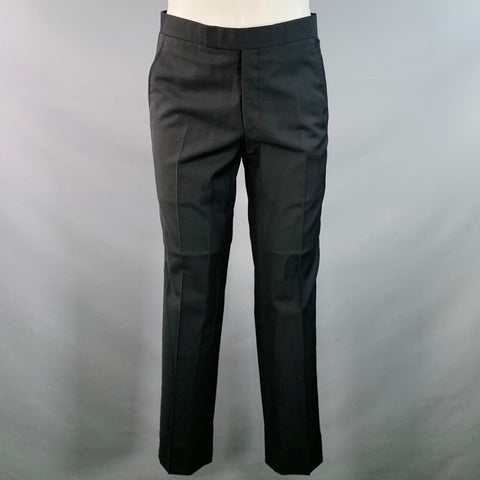 BAND OF OUTSIDERS Size 38 Regular Black Wool Mohair Contrast Stitch Notch Lapel Suit