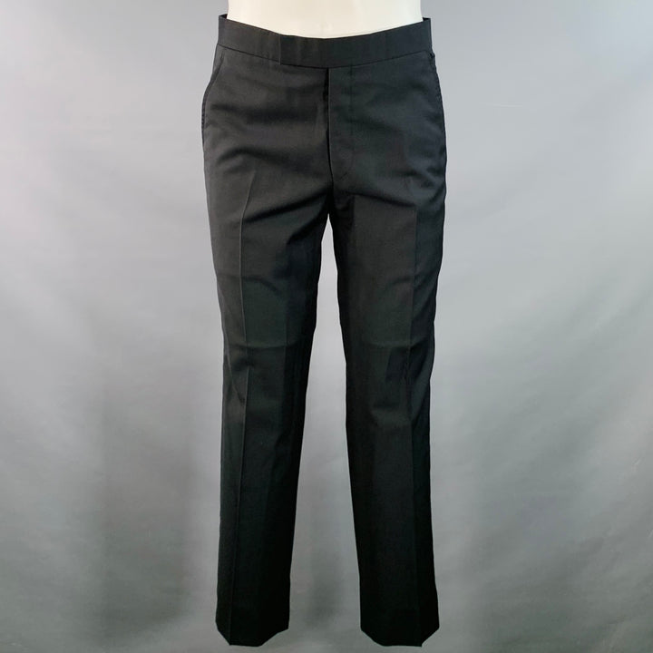 BAND OF OUTSIDERS Size 38 Regular Black Wool Mohair Contrast Stitch Notch Lapel Suit