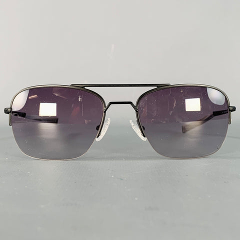 JOHN VARVATOS Black Gunmetal Metal Navigator Sunglasses