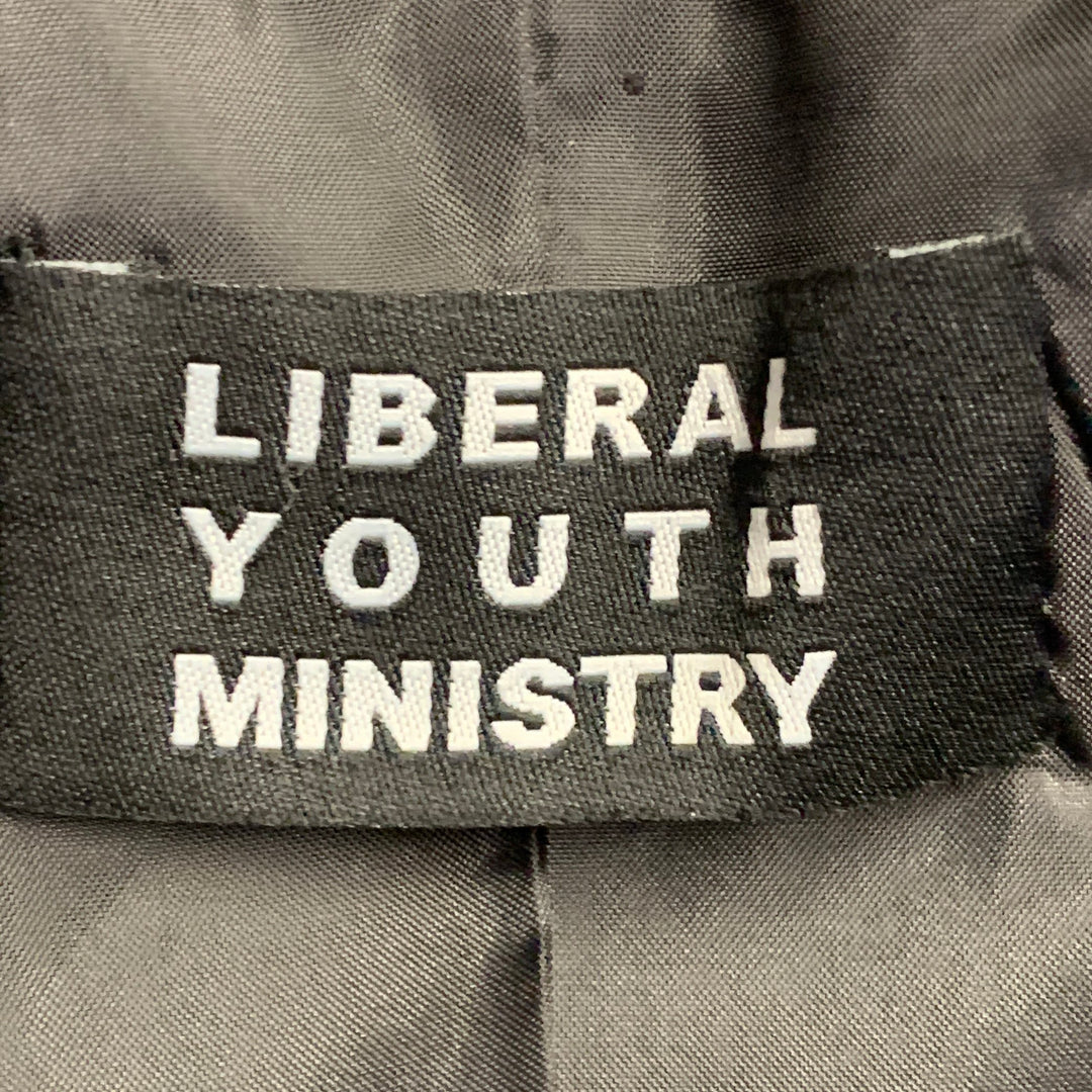 LIBERAL YOUTH MINISTRY Size M Black Grey Pinstripe Wool Double Breasted Studded Sport Coat