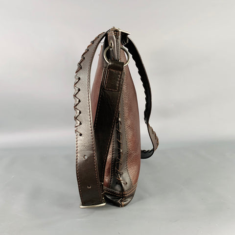 JOHN VARVATOS Brown Leather Crossbody Messenger Bag