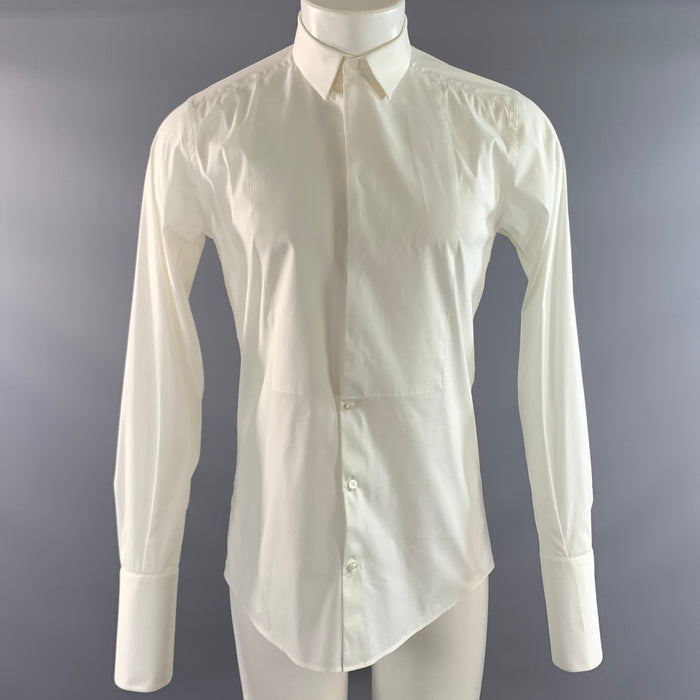 DOLCE & GABBANA Size M White Cotton Poplin Long Sleeve Shirt