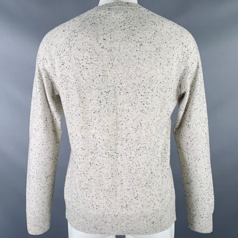 THEORY Size M Cream Black Speckled Cashmere Crew Neck Pullover