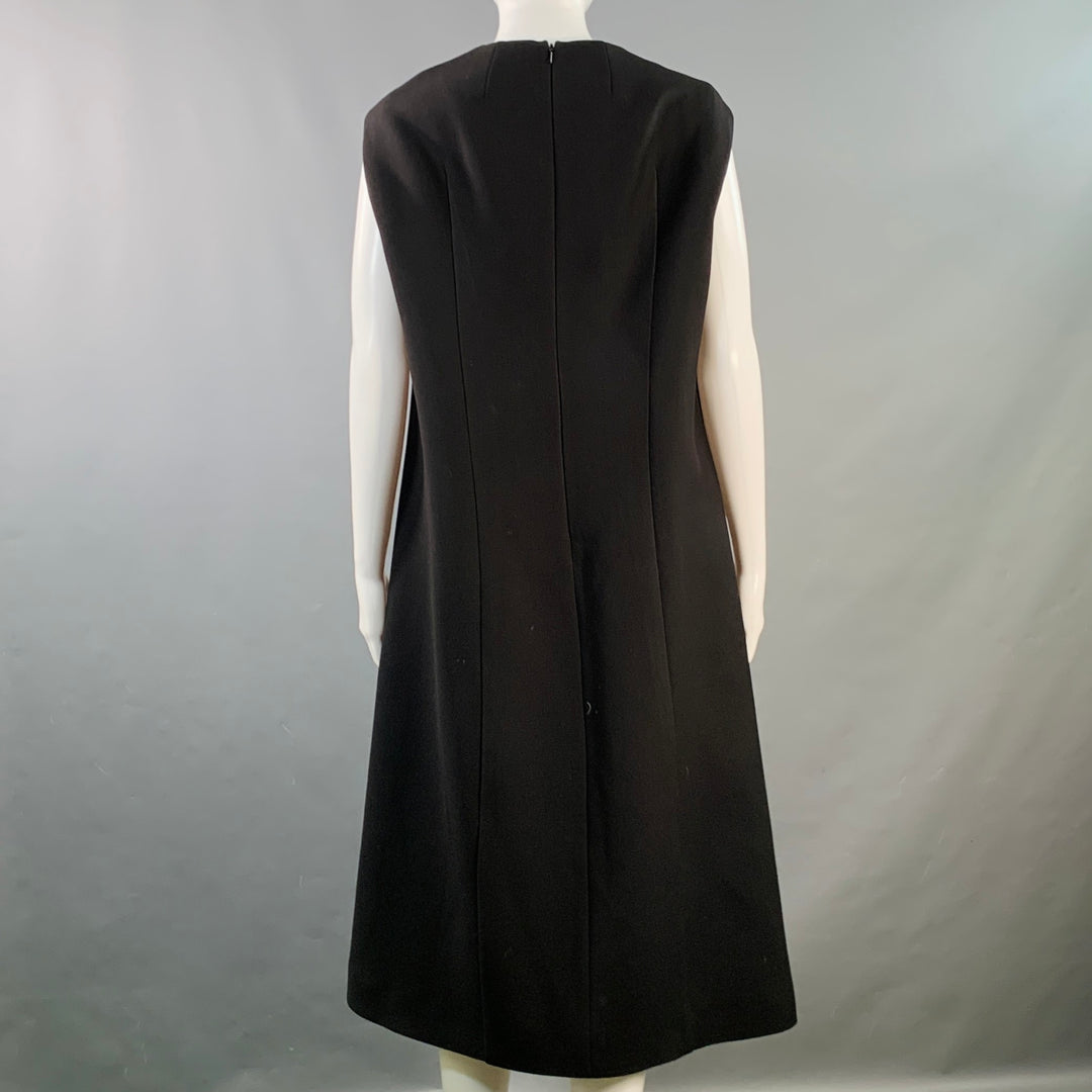 THE ROW Size XS/S Black Wool Silk Sleeveless Oversized Midi Dress