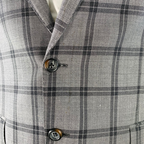 PAUL SMITH Size 42 The Byard Regular Grey Charcoal Checkered Wool Notch Lapel Suit