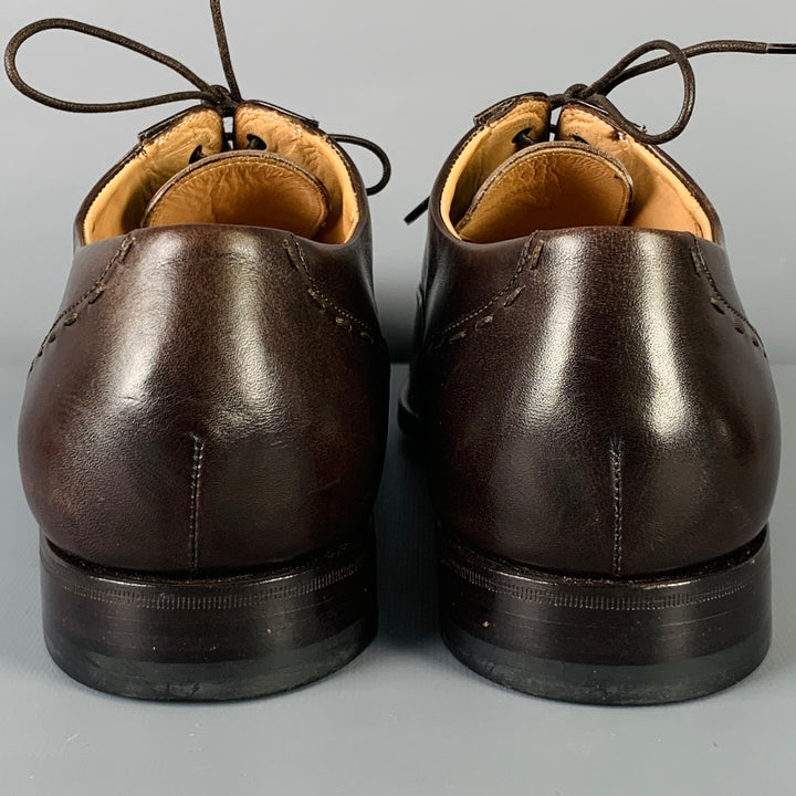 KITON Size 8.5 Brown Leather Oxford Lace-Up Shoes