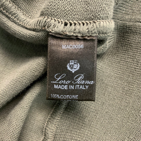 LORO PIANA Size M Olive Green Knit Cotton Zip Up Jacket