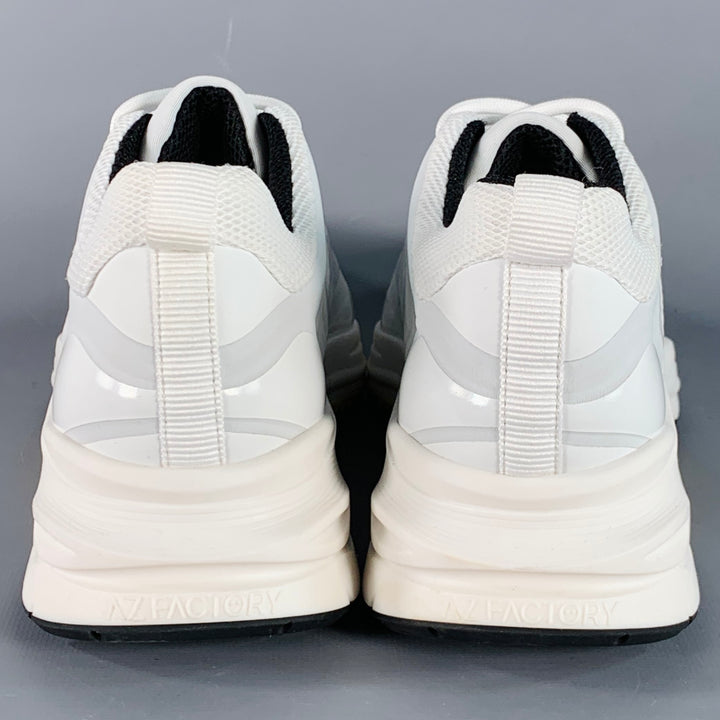 AZ FACTORY Size 10 White Mixed Materials Pointed Toe Sneakers