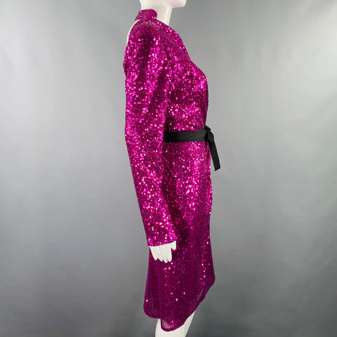 PRABAL GURUNG Size 6 Purple Polyester Sequined Open Back Dress