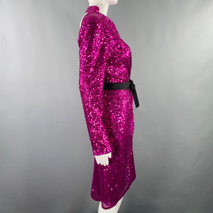 PRABAL GURUNG Size 6 Purple Polyester Sequined Open Back Dress