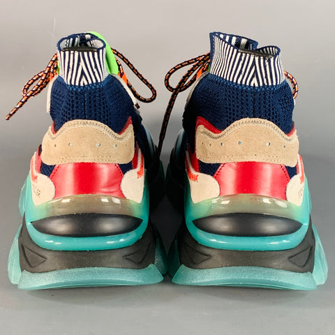 MONCLER Size 10 Multi Color Nylon Mesh High Top Sneakers