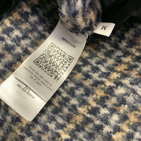 MR. PORTER Size M Navy Beige Abstract Woven Wool Blend Single Breasted Coat