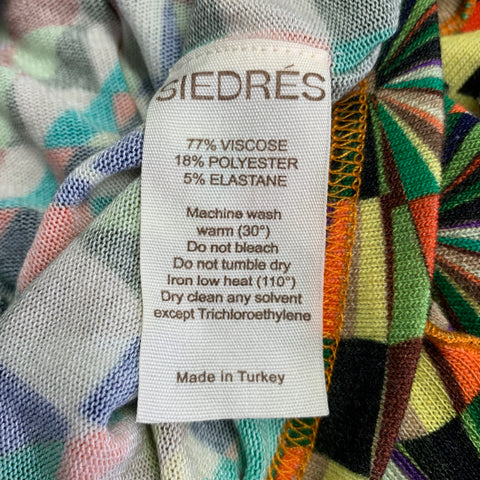 SIEDRES Size S Multi Color Viscose Blend Geometric Tank Casual Top
