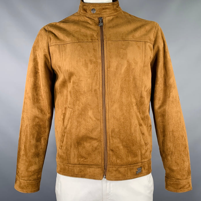 EMPORIO ARMANI Size L Camel Faux Suede Zip Up Jacket