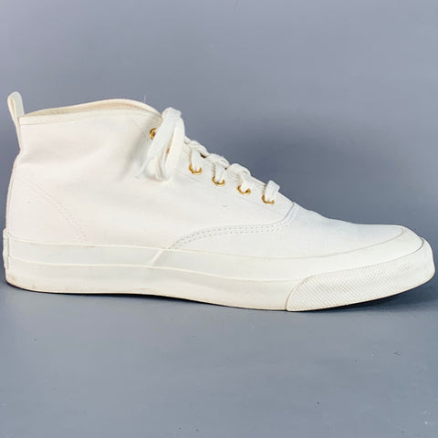 MAISON KITSUNE Size 8 White Gold Canvas High Top Sneakers
