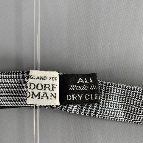 BERGDORF GOODMAN Navy White Glenplaid Silk Bow Tie
