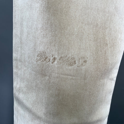 FIVEFOURFIVE Size S Beige White Cotton Wide Leg Jeans
