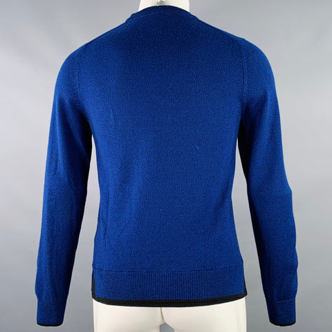 KENZO Size XS Blue Black Knit Cotton Crew Neck Pullover