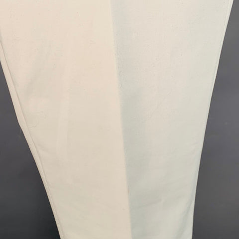 HELMUT LANG Size 32 White Cotton Blend Slim Tapered Zip Fly Dress Pants