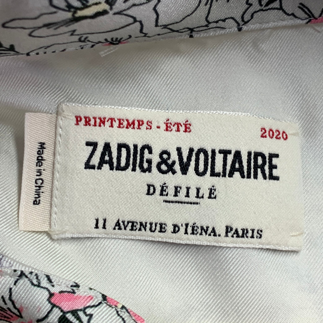 ZADIG & VOLTAIRE Size M Multi Color Silk Leopards Butterflies Print Button Up Shirt