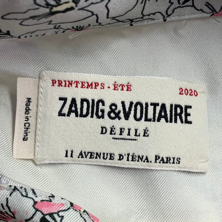 ZADIG & VOLTAIRE Size M Multi Color Silk Leopards Butterflies Print Button Up Shirt