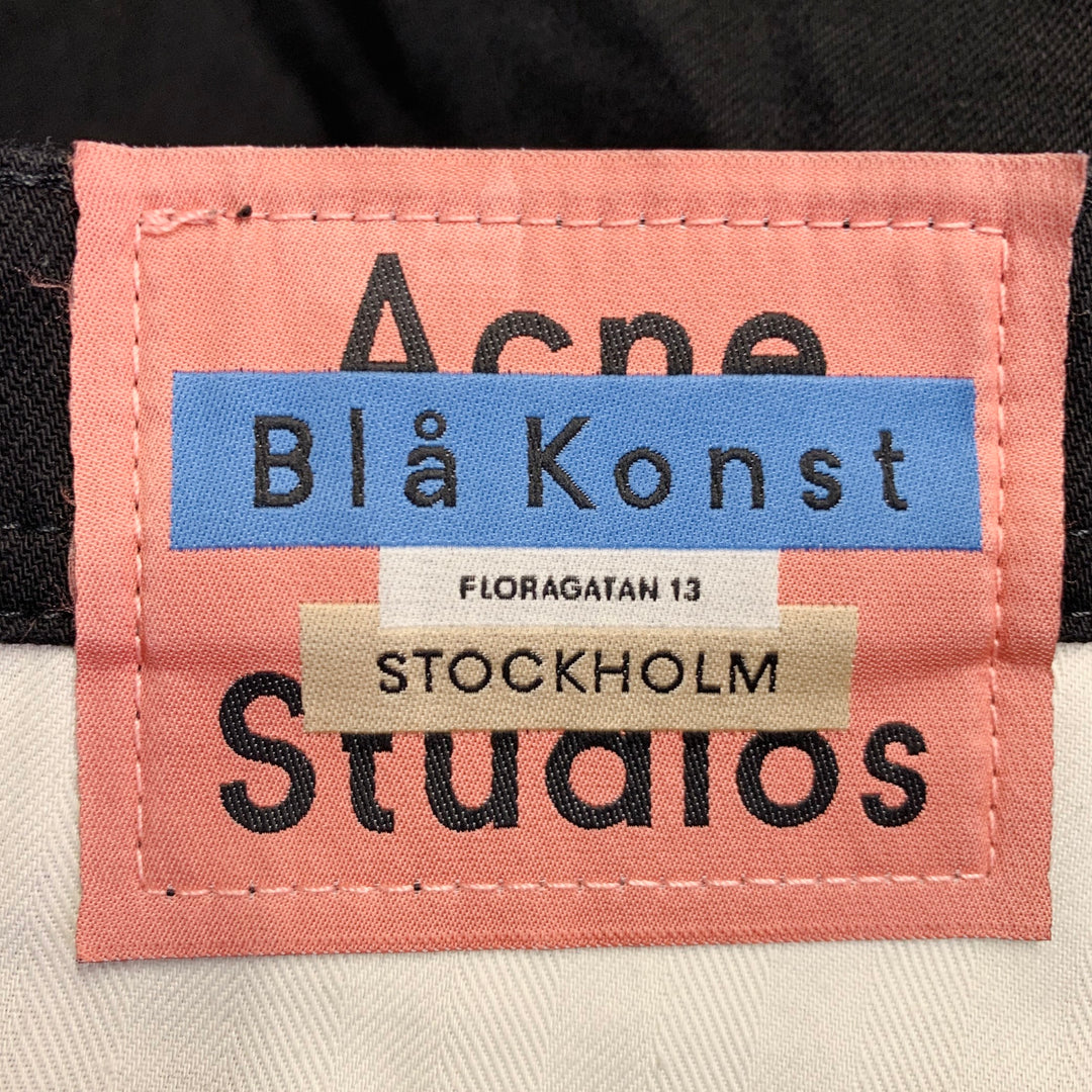 ACNE STUDIOS Size 34 River Stay Black Twill Cotton Blend Tapered Slim Five Pockets Jeans