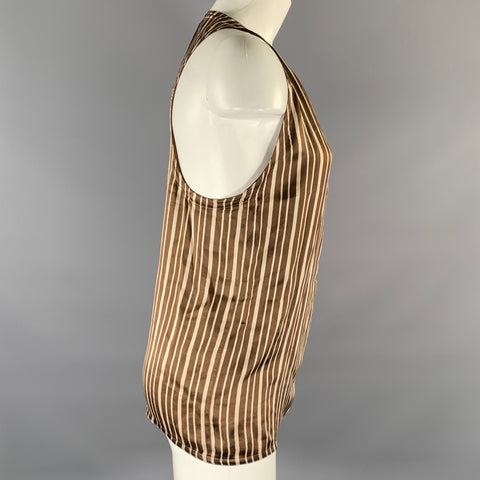 GIANNI VERSACE Size S Brown Tan Stripe Tank Dress Top
