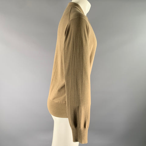 BUCK MASON Size M Green Olive Knit Cashmere Cotton Ribbed Pullover
