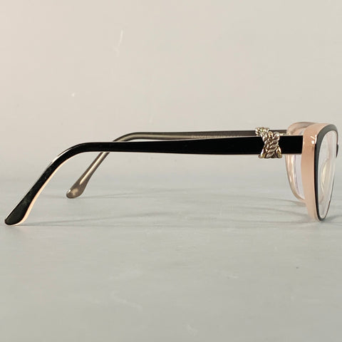 DAVID YURMAN Black Beige Embellished Acetate Narrow Cat Eye Frames Eyewear