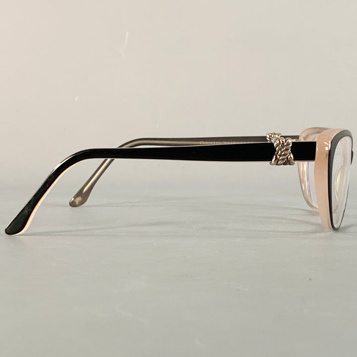 DAVID YURMAN Black Beige Embellished Acetate Narrow Cat Eye Frames Eyewear
