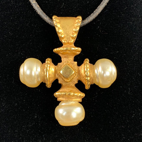 CATHERINE PREVOST Gold Cream Pearl Necklace