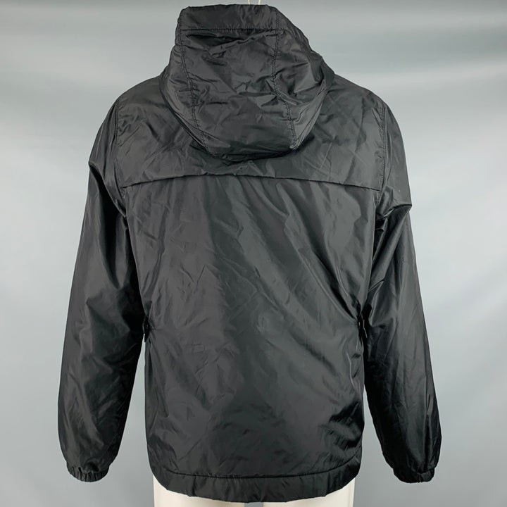 ACNE STUDIOS Size M -Mayland Face- Black Nylon Hooded Jacket