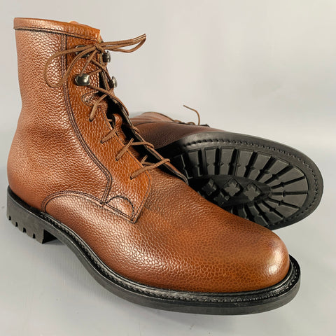 CHURCH'S Size 7.5 -Wick Fur- Brown Pebble Grain Leather Boots