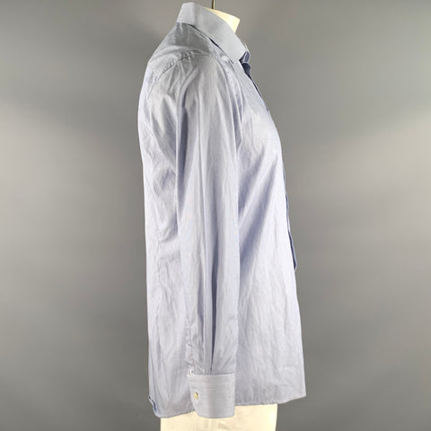 ETON Size L Blue White Stripe Cotton Long Sleeve Shirt