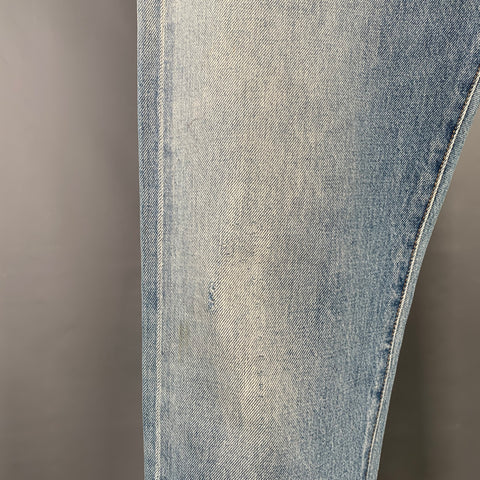 LEVI STRAUSS Size 30 501 Blue Distressed Cotton Straight Selvedge Jeans