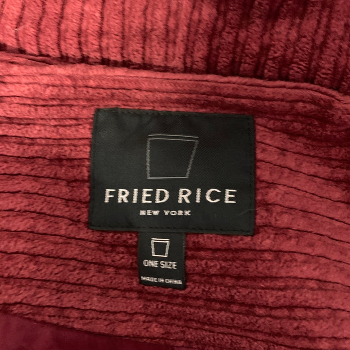 FRIED RICE One Size White Burgundy Teal Stripe Polyester Faux Fur Coat