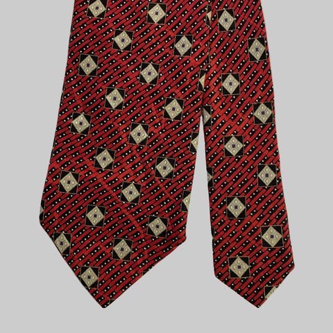 BRIONI Red Black Geometric Silk Tie