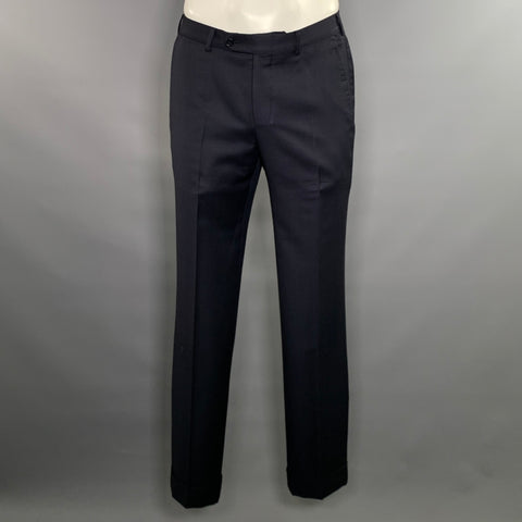 ERMENEGILDO ZEGNA Chest Size 40 Navy Solid Wool Double Breasted 32 31 Suit