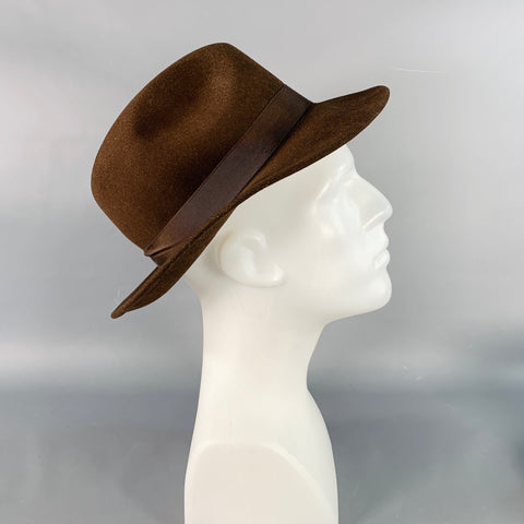 BORSALINO Size M Baker Brown Felt Fedora Hat