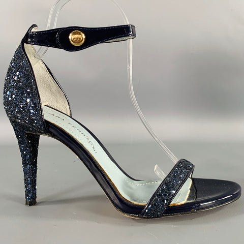 CHIARA FERRAGNI Size 9 Blue Glittery Ankle Strap Sandals