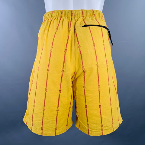 KAPITAL Size M Yellow Orange Stripe Cotton Linen Drawstring Shorts
