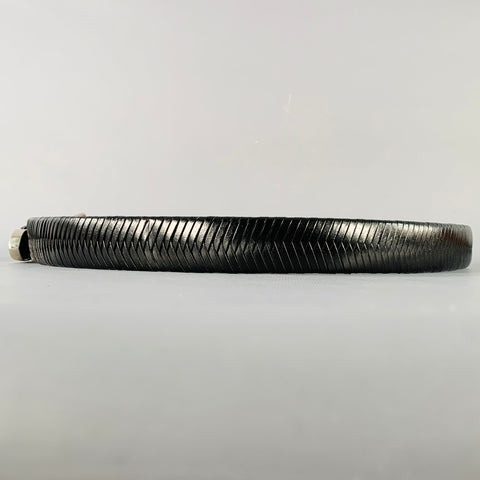 VINTAGE Size 38 Black Woven Leather Belt
