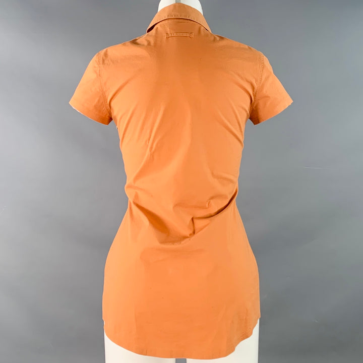 JEAN PAUL GAULTIER Size 8 Orange Cotton Blend Short Sleeve Casual Top