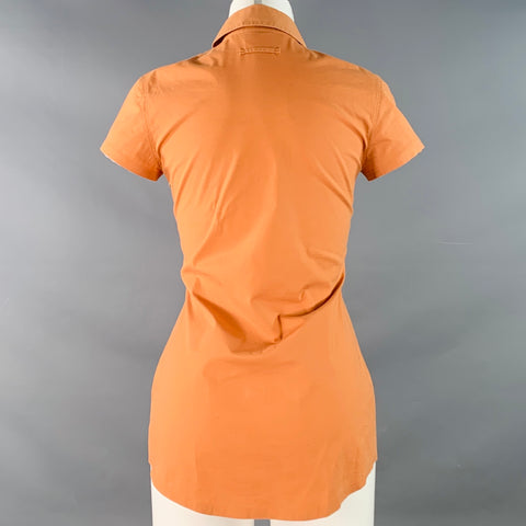 JEAN PAUL GAULTIER Size 8 Orange Cotton Blend Short Sleeve Casual Top