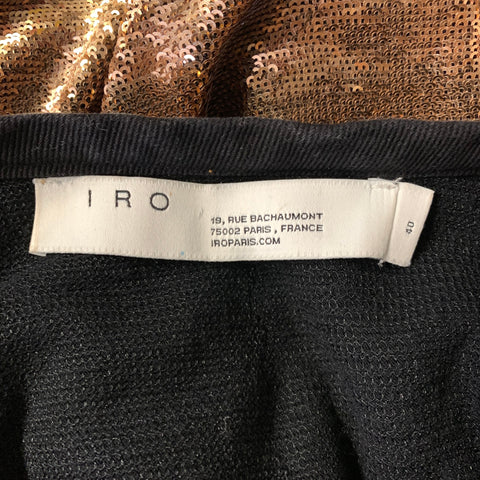 IRO Size M Gold Black Sequined Rayon Blend Crew Neck T Shirt
