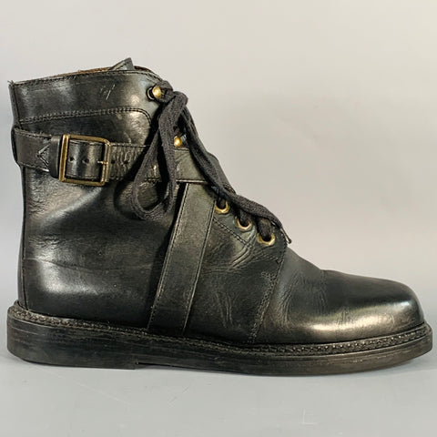 POLO by RALPH LAUREN Size 9.5 Black Gold Leather Buckle Boots