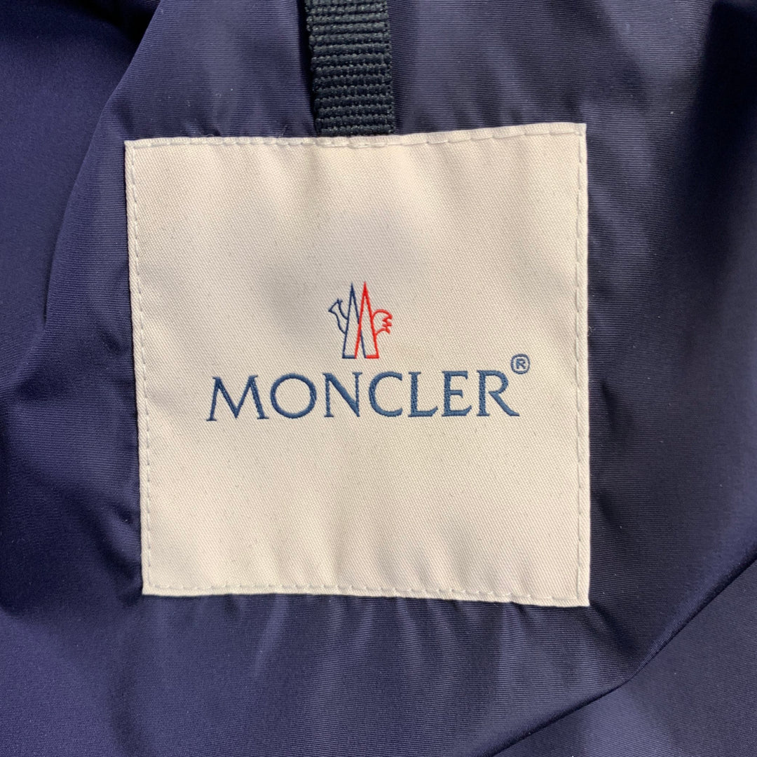 MONCLER 2016 Size M Reynaud Black Navy Polyamide Zip Snaps Coat